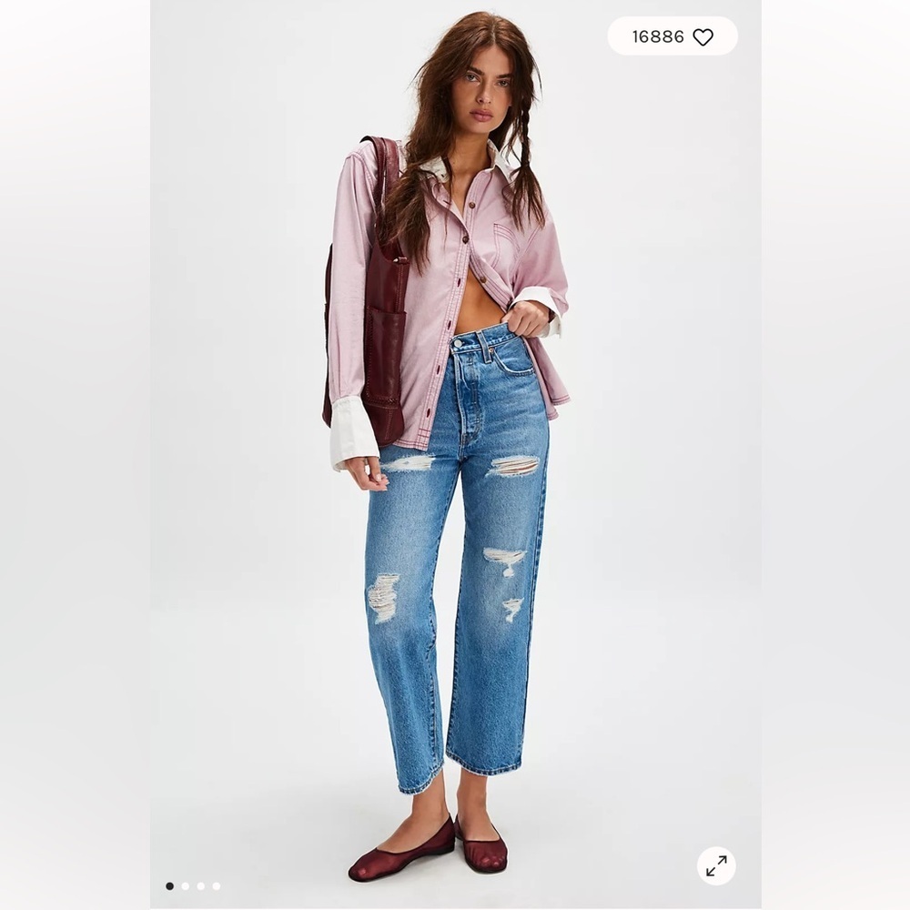 Levi's dark Blue Ribcage Straight Ankle Jeans